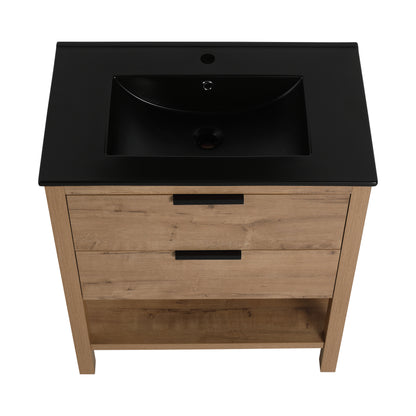 30-Inch Vanity with 2 Drawers Black Finish