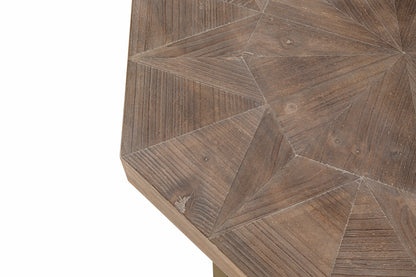 Octagonal Coffee Table with Cross Metal Base Brown