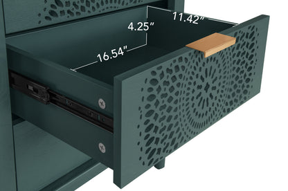 Carved Storage Chest with Metal Handles