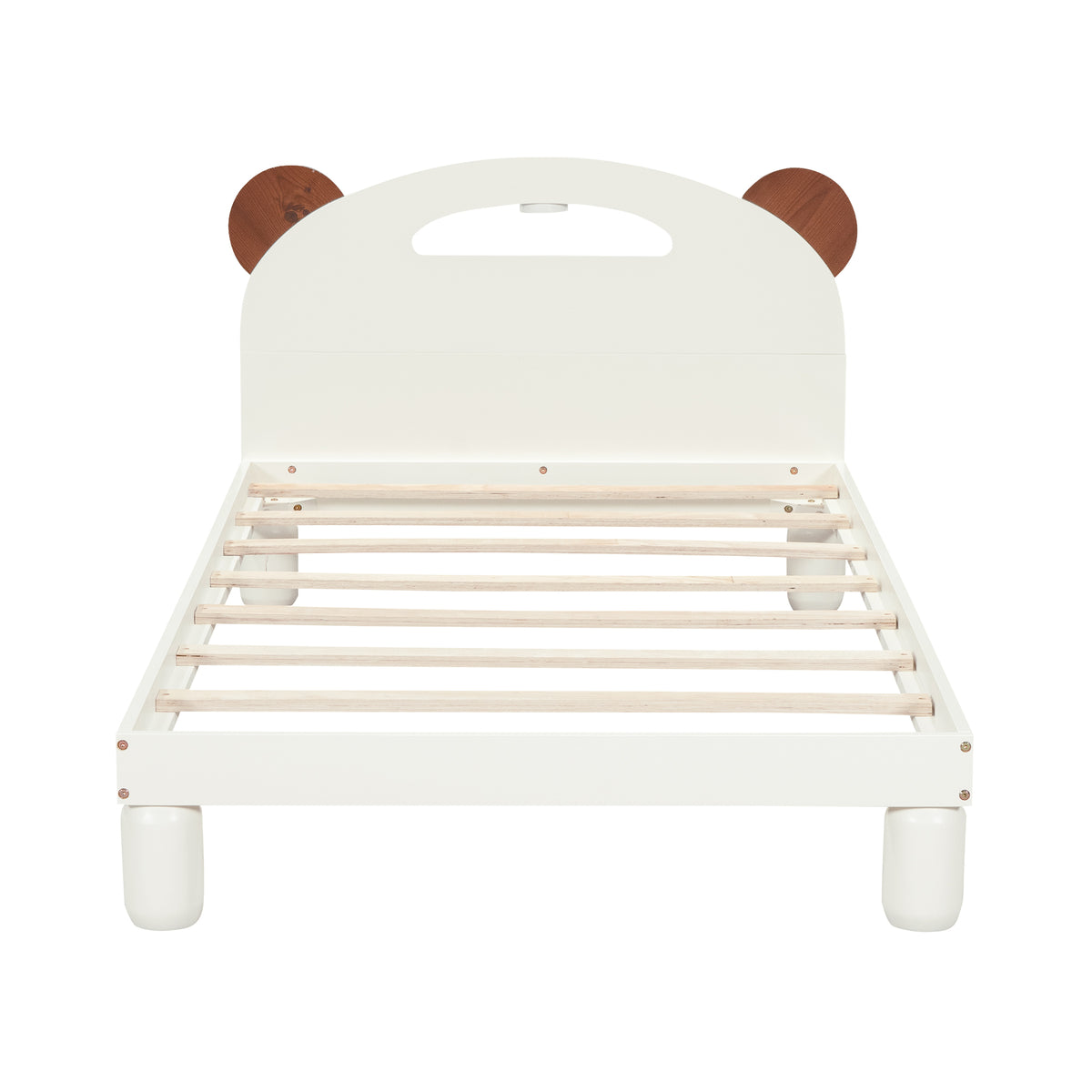 Twin Platform Bed with LED Headboard White