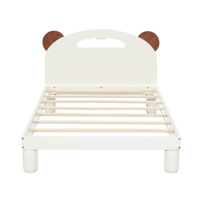 Twin Platform Bed with LED Headboard White