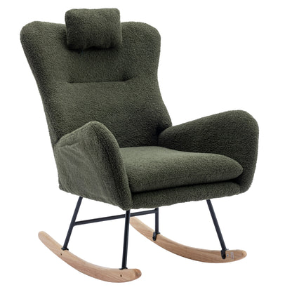 Plush Teddy Rocking Chair – Dark Green