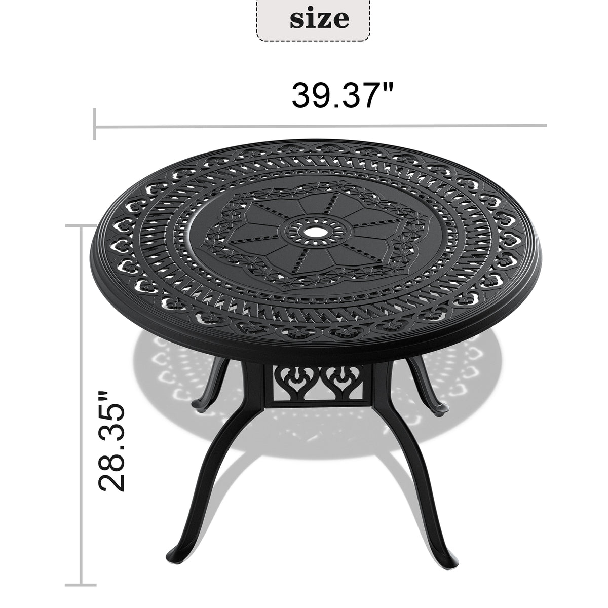 Aluminum Patio Dining Table with Umbrella Hole