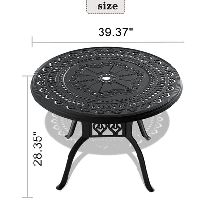 Aluminum Patio Dining Table with Umbrella Hole