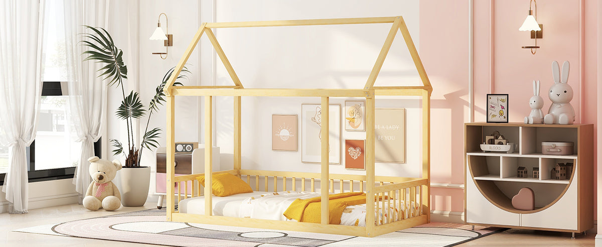 Twin Floor Bed Natural