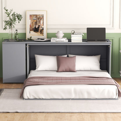 Queen Murphy Bed with Rotating Base Gray