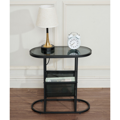 Oval Glass End Tables Set of 2