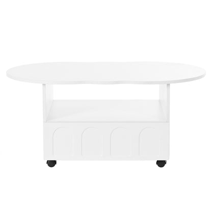 Cream Coffee Table with Storage Drawers – White