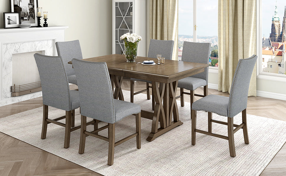 Dining Set with Cushioned Chairs Brown