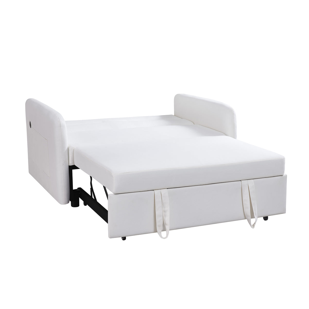 Cream Convertible Sofa Bed – Twin Size Sleeper with Storage