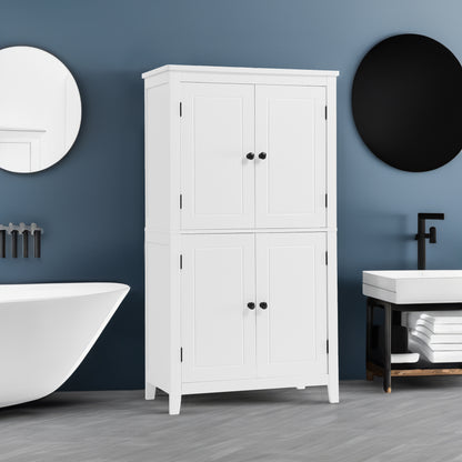 White Bathroom Floor Cabinet Adjustable Shelf