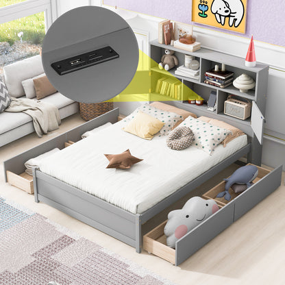 Full Platform Bed Gray