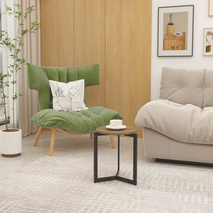 Round Metal Frame Side Table Brown Finish