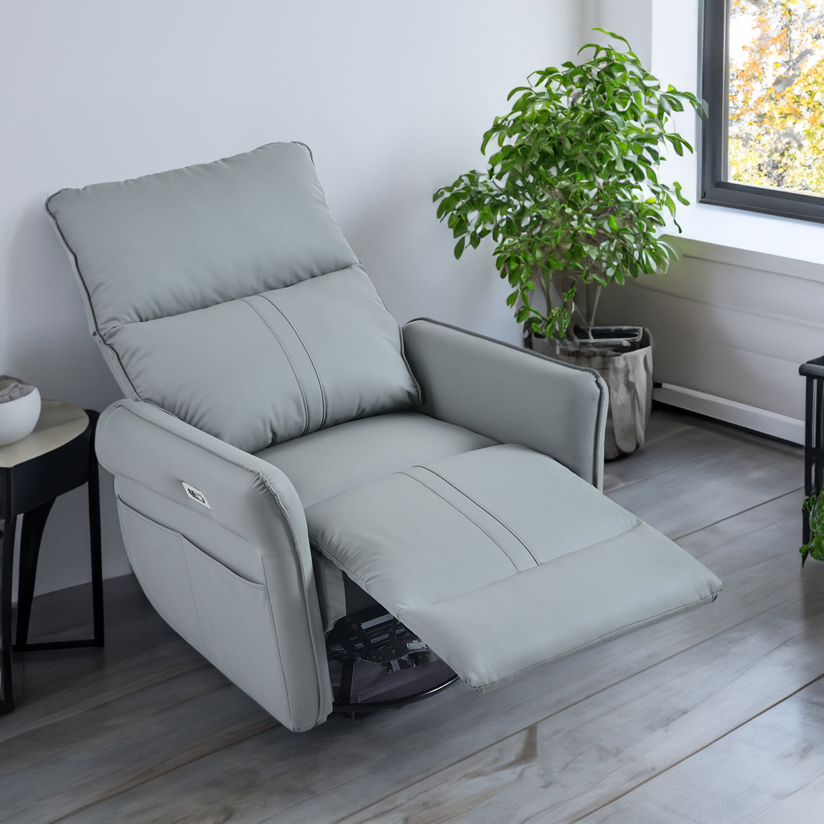 Electric Swivel Rocking Chair Blue Gray