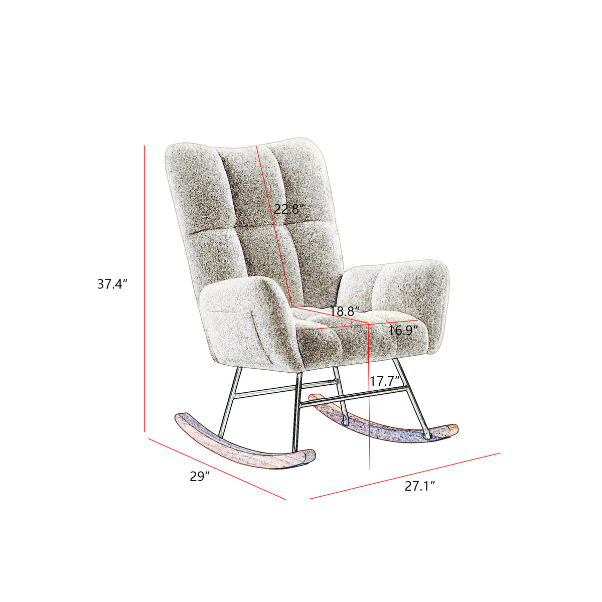 Teddy Fabric Rocking Chair Off White