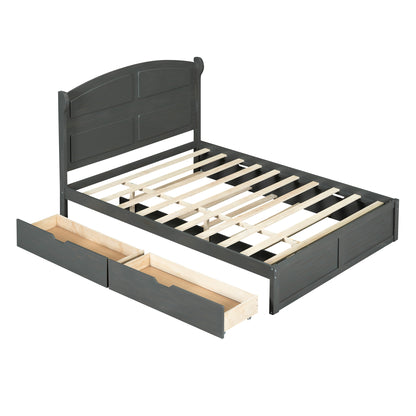 Queen Platform Bed with Trundle Antique Gray