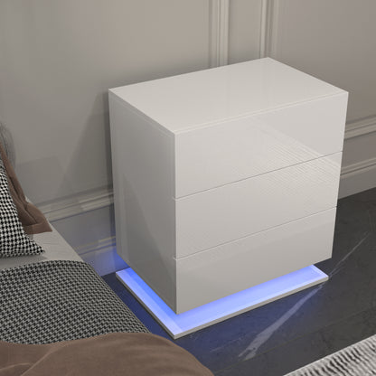 Modern 3-Drawer LED Bedside Table