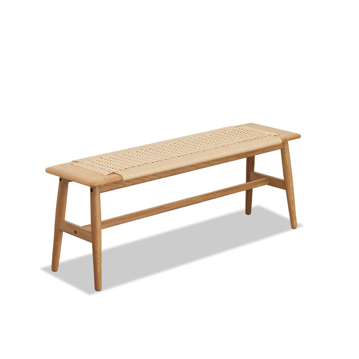 Natural Oak Dining Bench with Woven Seat