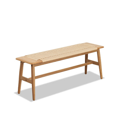 Natural Oak Dining Bench with Woven Seat