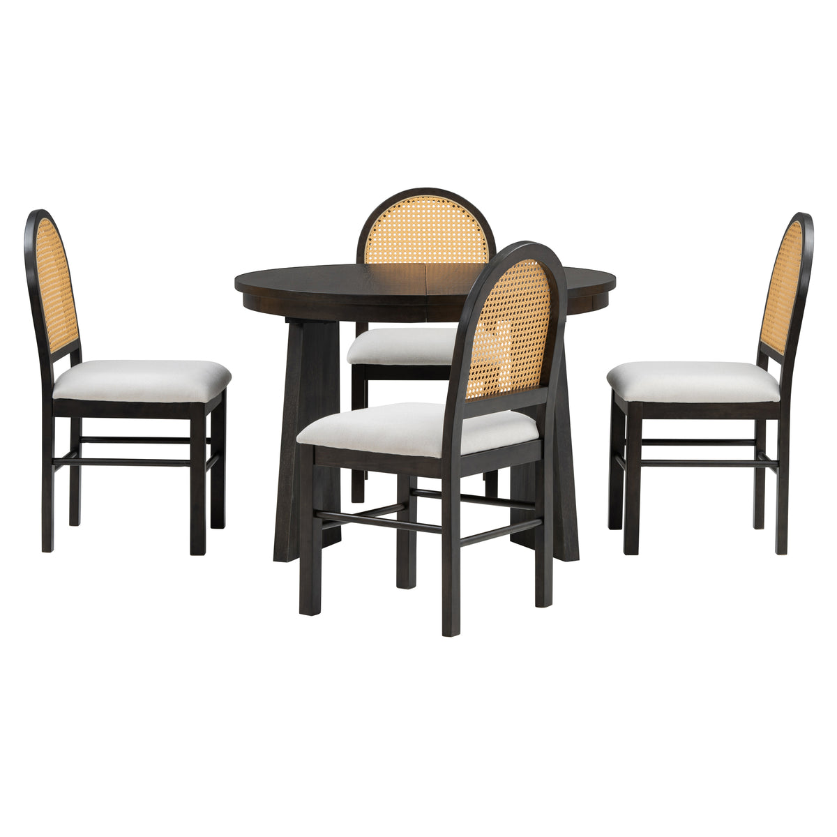 Retro Dining Set (5 pcs) – Espresso Finish