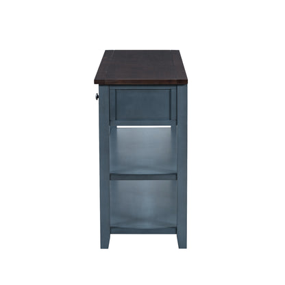 Retro Console Table with Shelves Navy Espresso