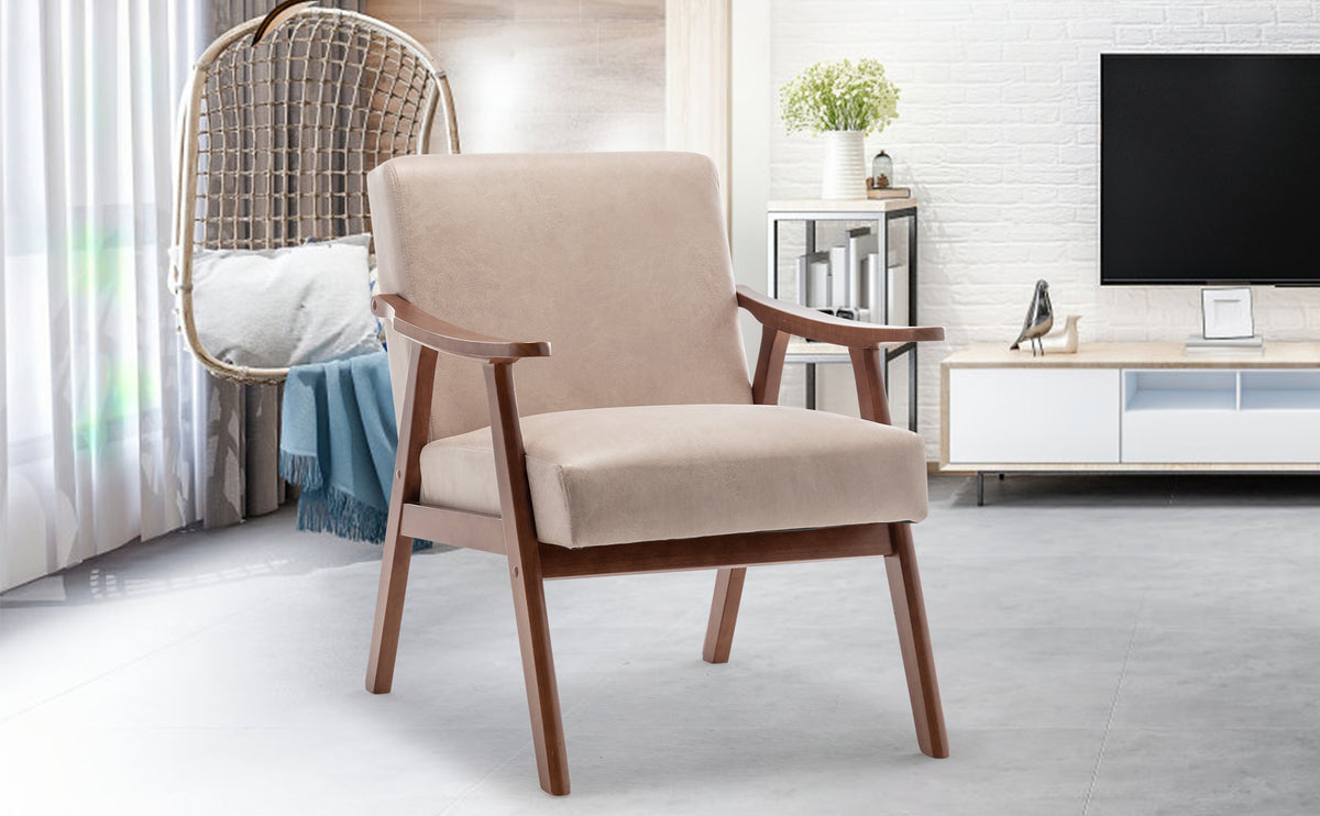 Oakwood Accent Armchair – Beige Linen