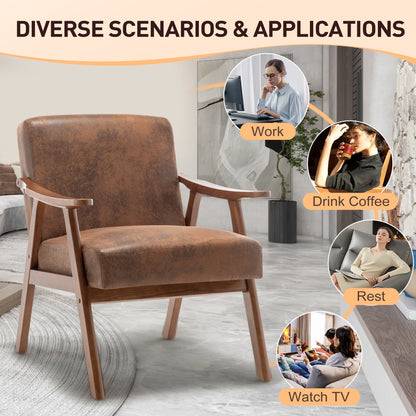 Medieval Wood Accent Chair with Thick Backrest