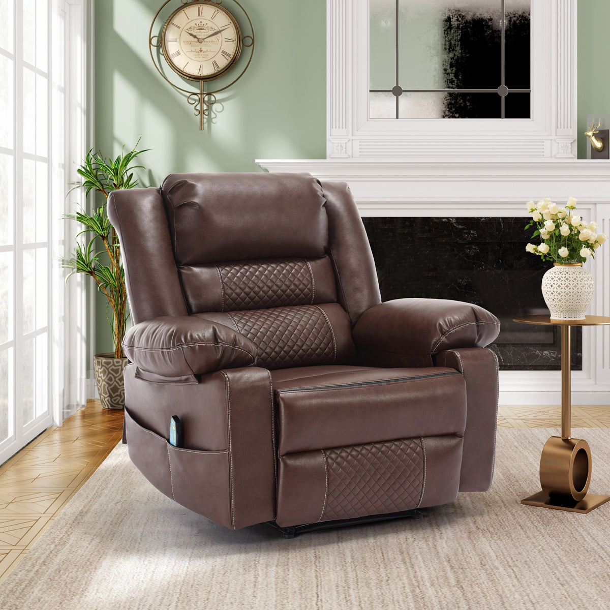 Breathable Leather Reclining Massage Chair Brown