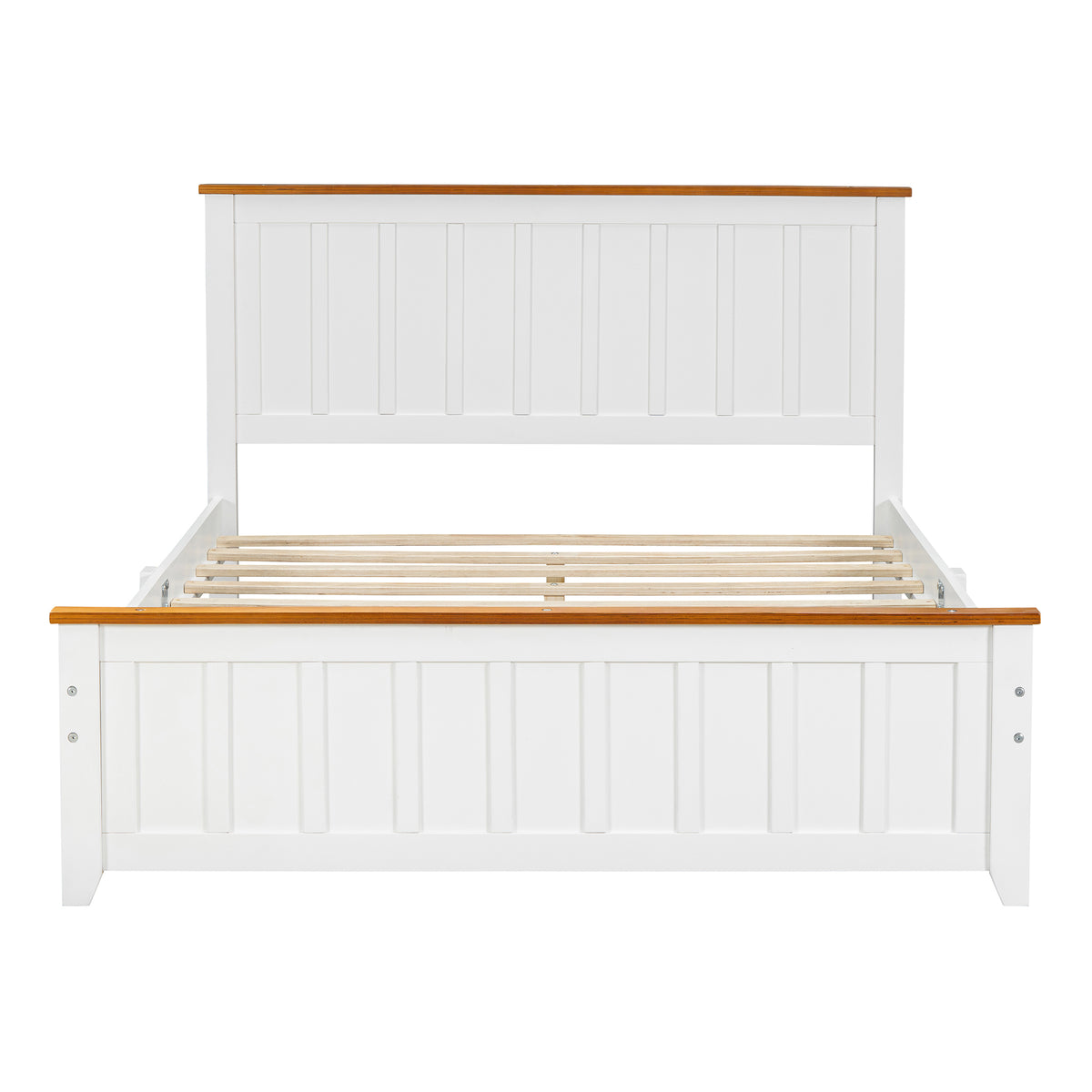 Full Wood Platform Bed with Slat Support White