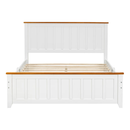 Full Wood Platform Bed with Slat Support White