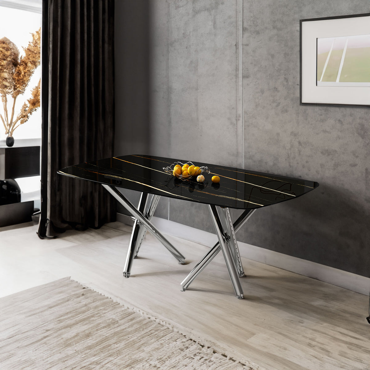 Large Minimalist Dining Table Gray