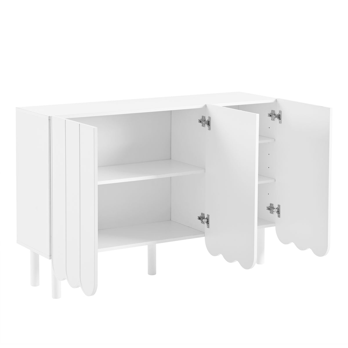 Cream Shoe Cabinet with Solid Wood Legs