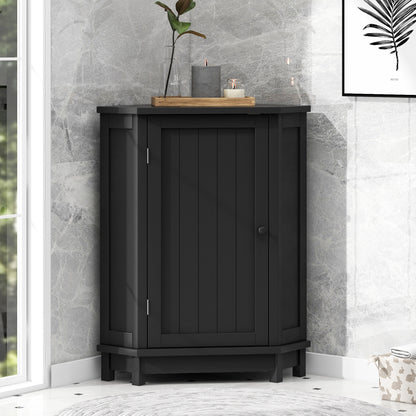 Black Corner Bathroom Storage Cabinet Adjustable Shelves