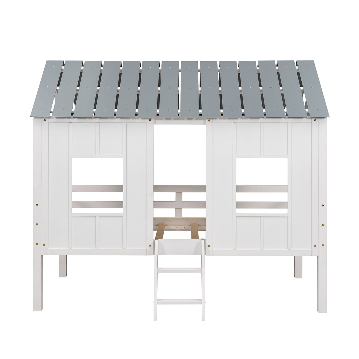 Low Loft Twin Bed with Windows White