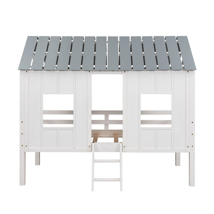 Low Loft Twin Bed with Windows White
