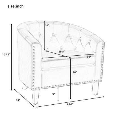 PU Leather Barrel Club Chair – Tufted Lounge Design