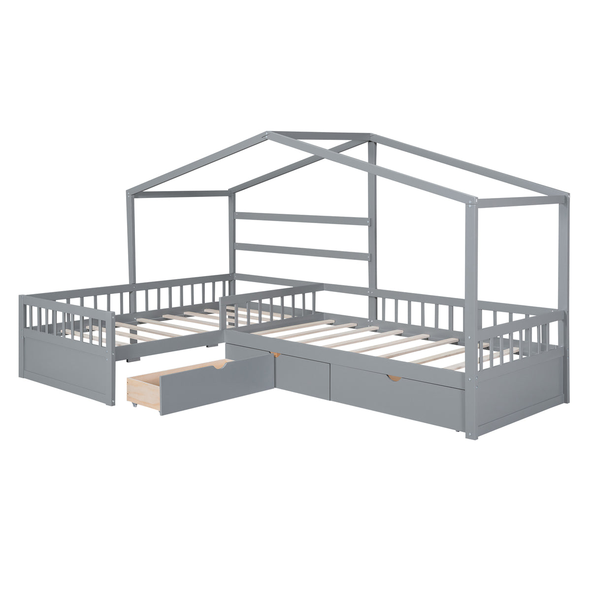 Twin House Bed Gray