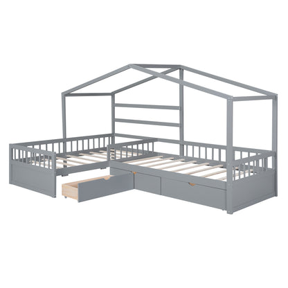 Twin House Bed Gray