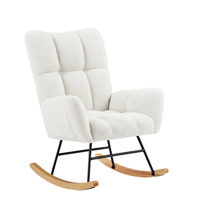 Teddy Fabric Rocking Chair Off White