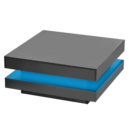 High Gloss Coffee Table with LED Lights Black