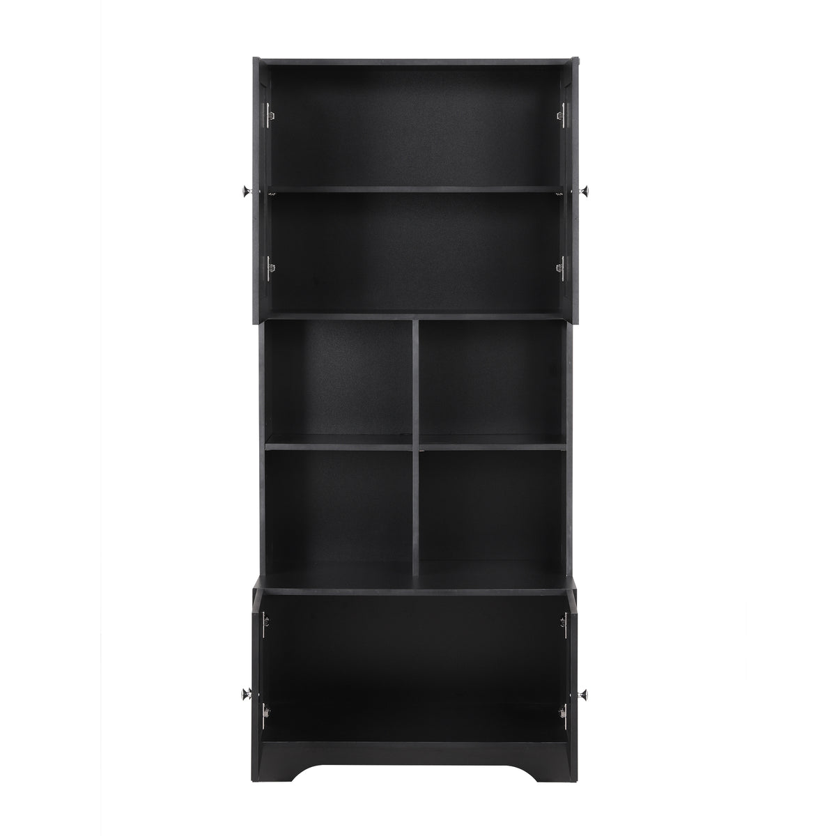 4-Door Bathroom Storage Cabinet Black Finish