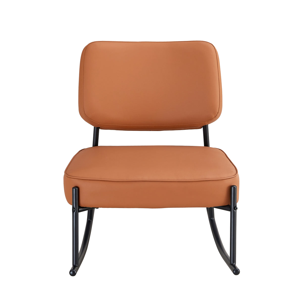 PU Leather Rocking Chair – Black Metal Legs