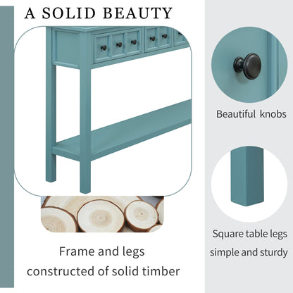 Rustic Turquoise Entryway Console Table – 60”