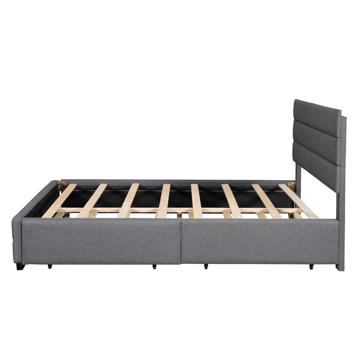 Queen Upholstered Bed with Trundle Gray