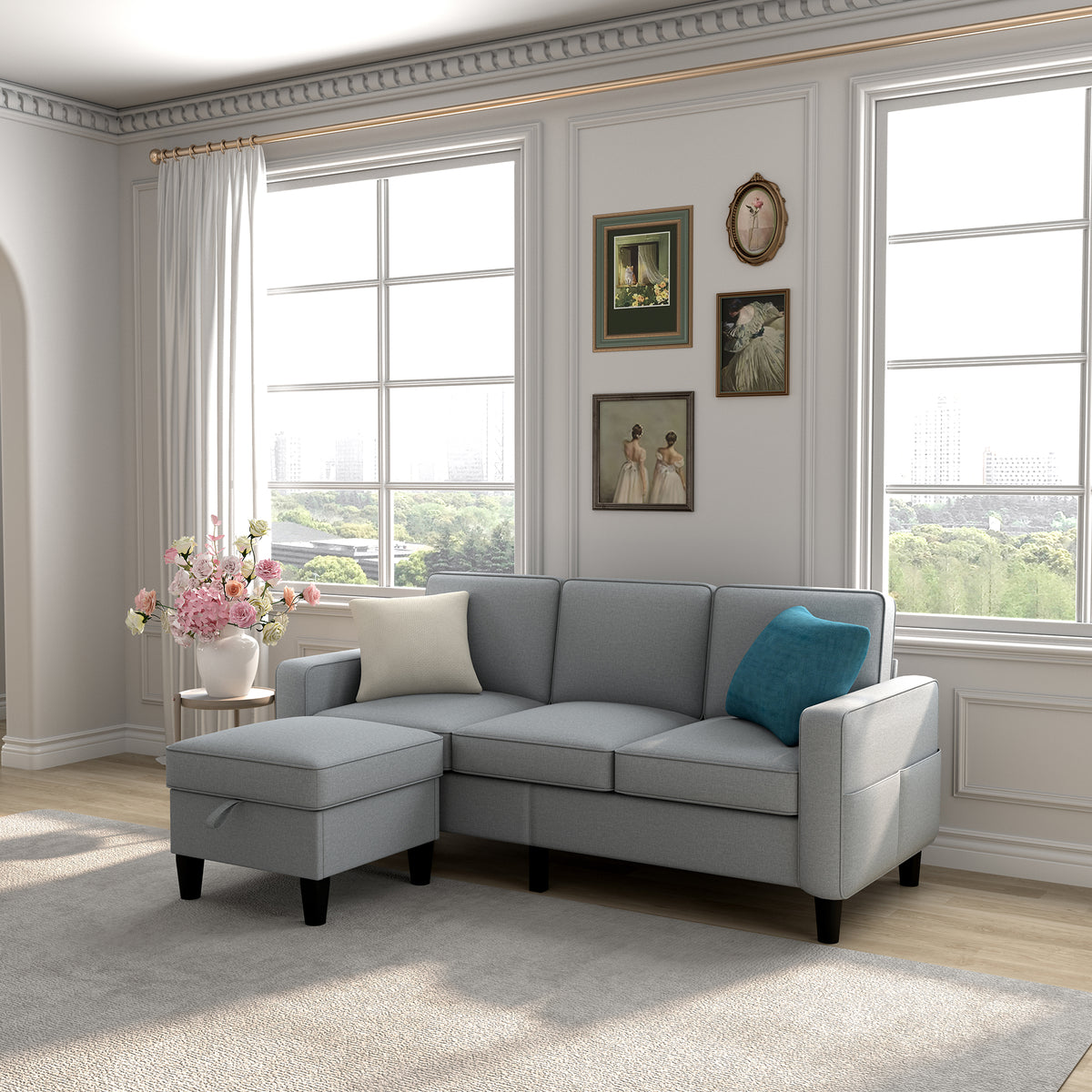 Light Grey Modular Sectional Sofa