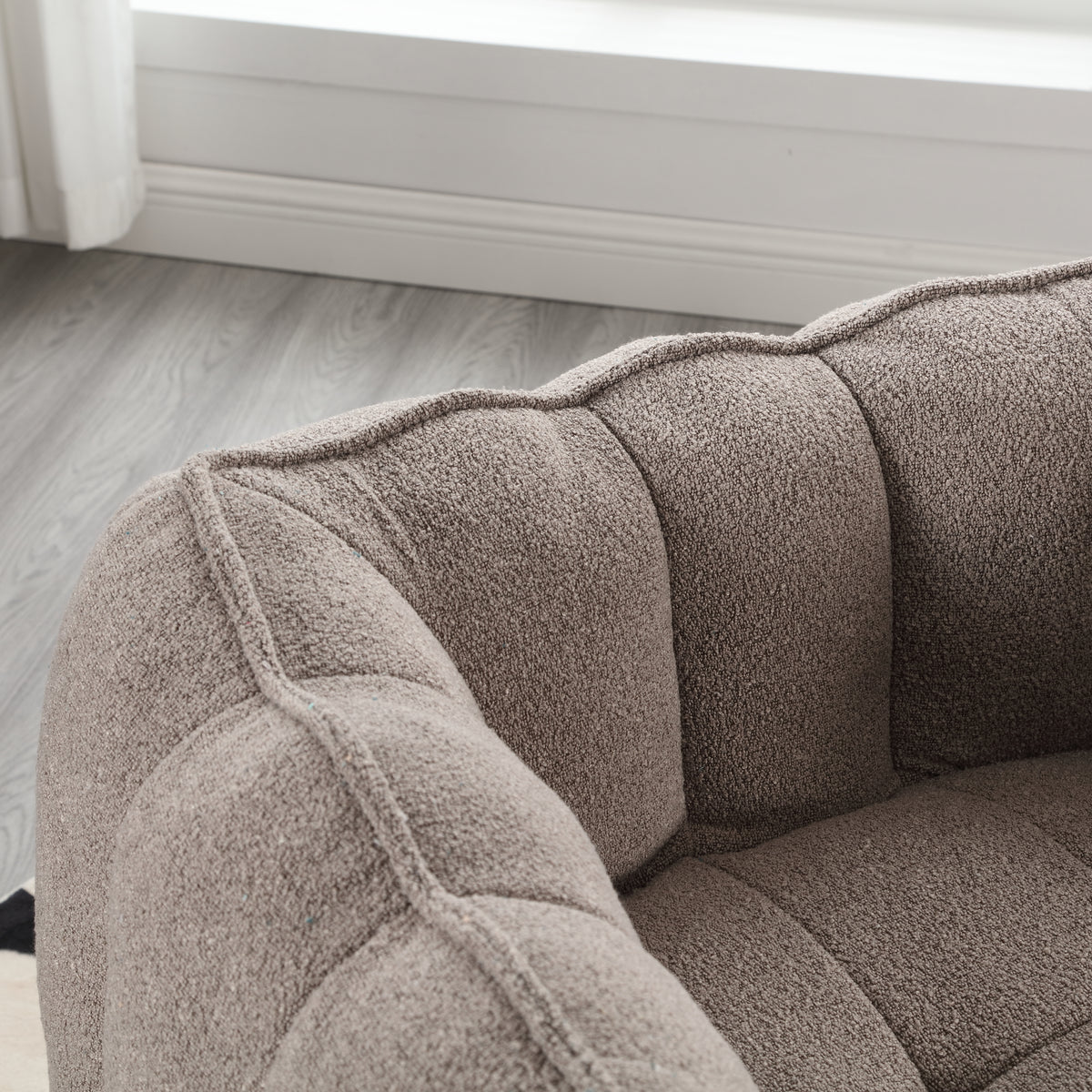 Soft Bean Bag Chair with Footstool Beige
