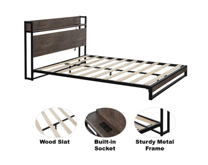 Platform Queen Bed with Storage and Support Frame
