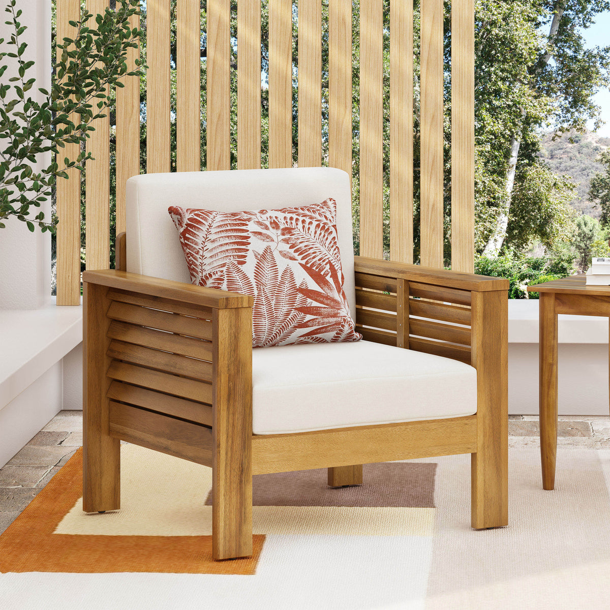 Outdoor Acacia Club Chairs (2 pcs) – Teak Beige