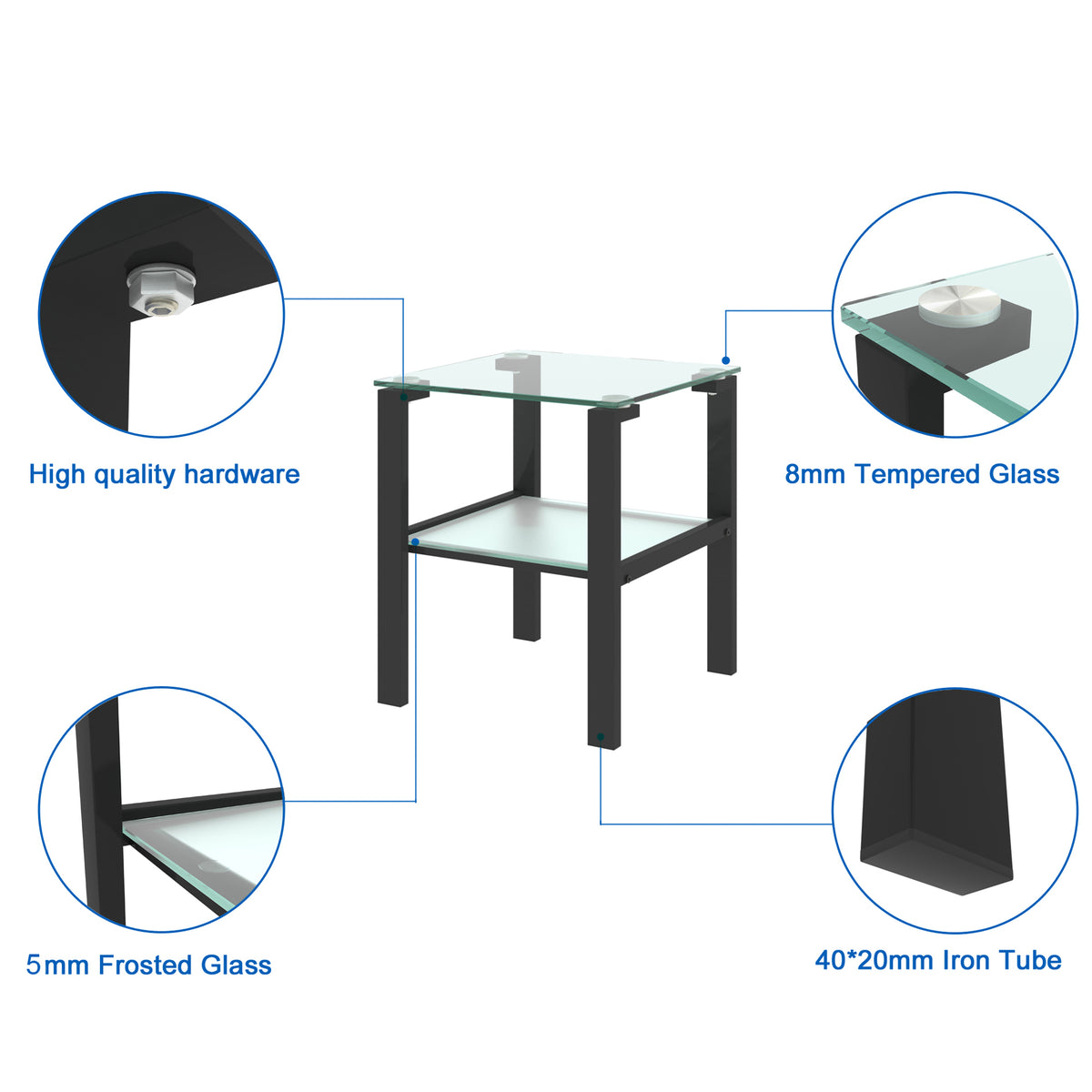 Two-Layer Glass Tea Table – Black Finish
