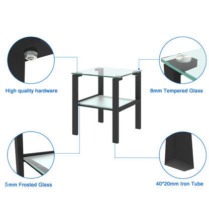 Two-Layer Glass Tea Table – Black Finish